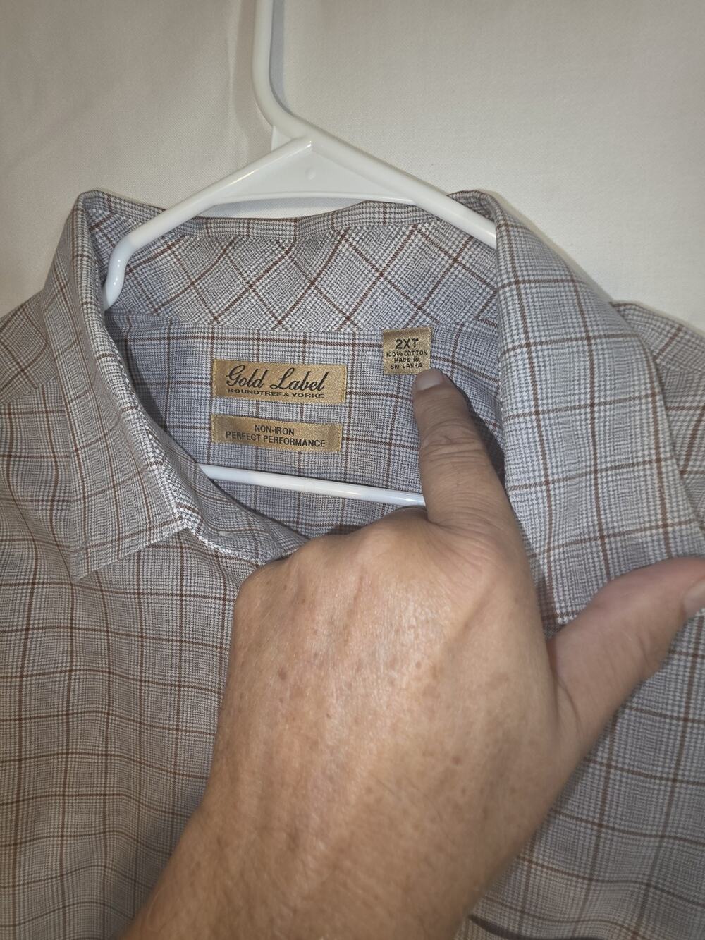 Gold Label Roundtree & Yorke Men's Button Dress Shirt Size 2XT Non-iron Brown...